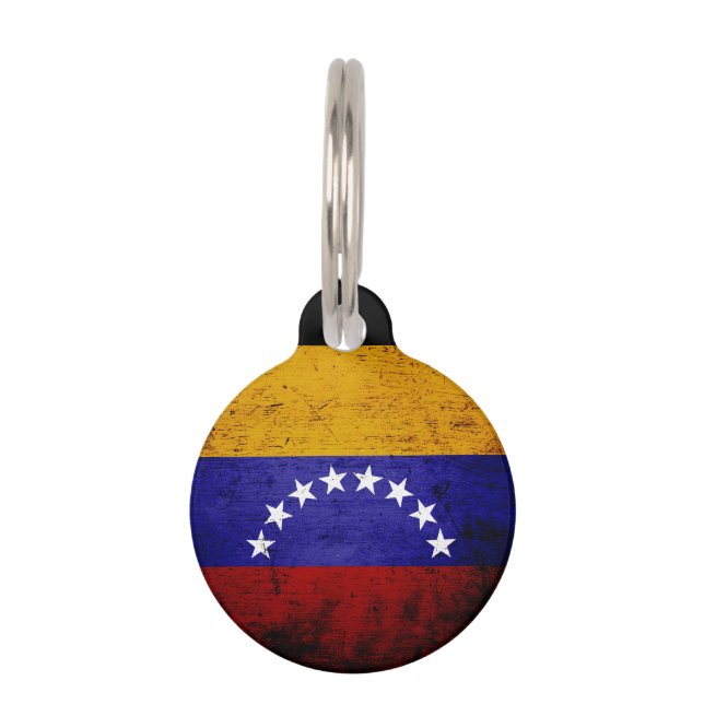 Black Grunge Venezuela Flag Pet Tag (Front)