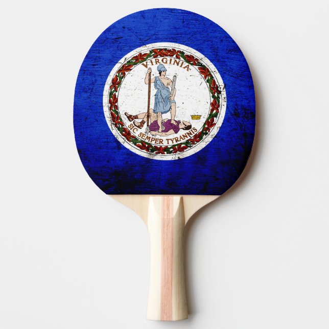 Black Grunge Virginia State Flag Ping Pong Paddle (Front)