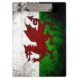 Black Grunge Wales Flag Clipboard