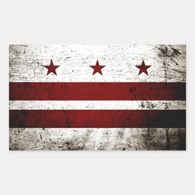 Black Grunge Washington DC Flag Rectangular Sticker (Front)