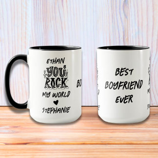 Black Grunge You Rock My World Best Boyfriend Ever Mug