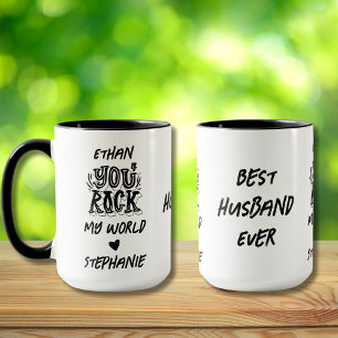 Black Grunge You Rock My World Best Husband Ever Mug