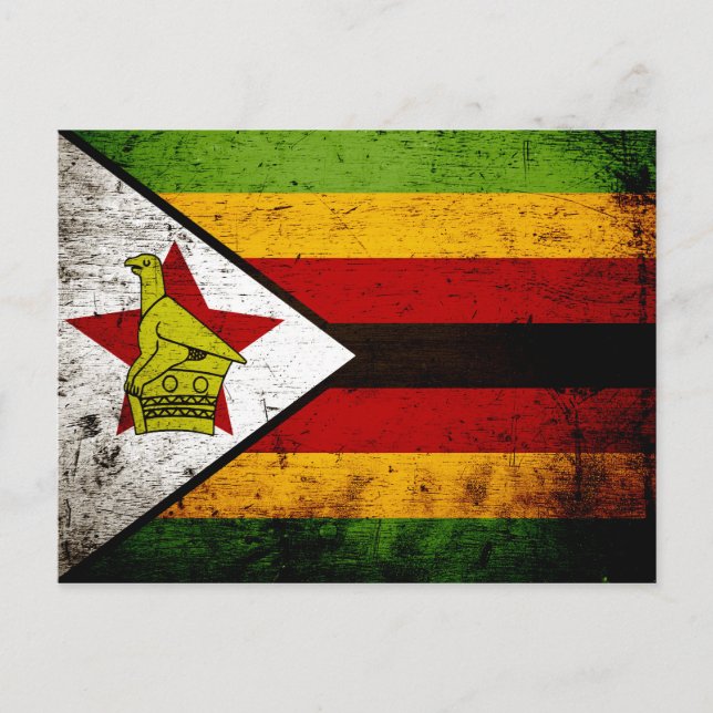 Black Grunge Zimbabwe Flag Postcard (Front)