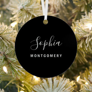 Black Guest Name Initial Wedding Monogram Keepsake Metal Tree Decoration