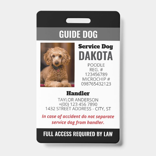 Black Guide Dog Logo QR Code Photo ID Badge (Front)