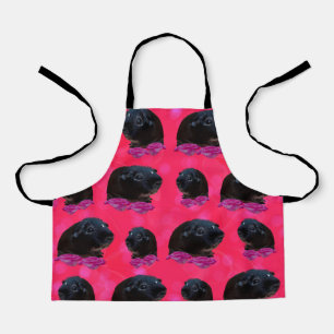 Black Guinea Pigs On Pretty Pink Roses Apron