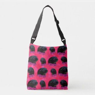 Black Guinea Pigs On Pretty Pink Roses Crossbody Bag