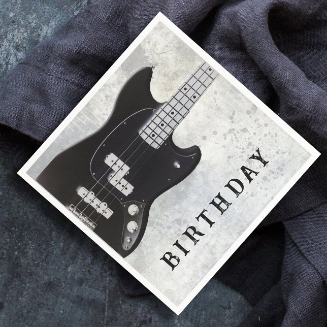 Black Guitar Birthday Party Paper Napkins (Creator Uploaded)