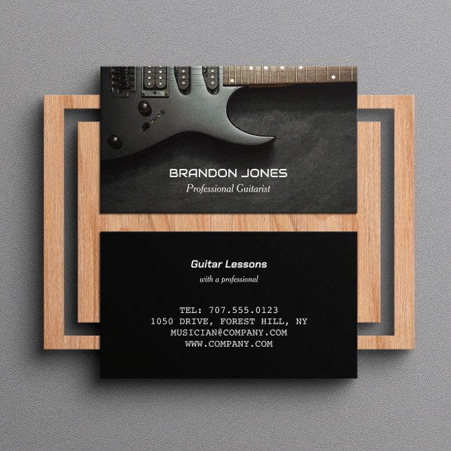 Black Guitar, Guitarist, Professional Musician Business Card (Creator Uploaded)