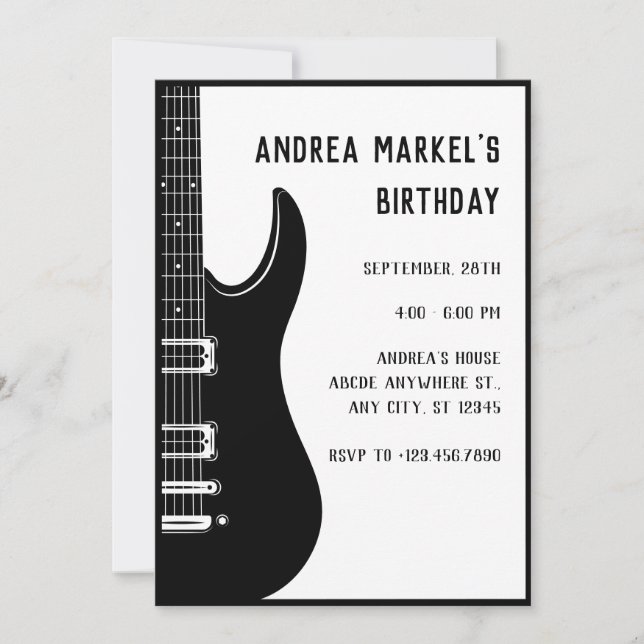 Black Guitar  Invitation (Front)