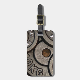 Black Gym Weights Fitness Luggage Tag