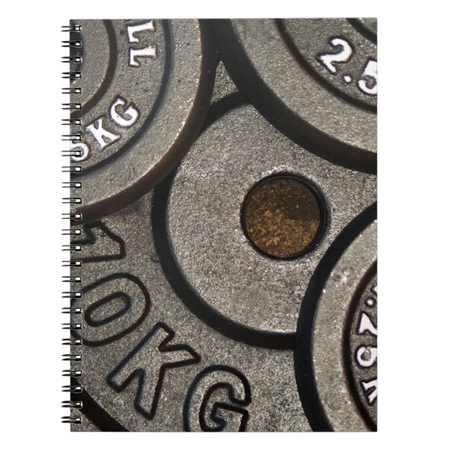 Black Gym Weights Fitness Spiral Notebook (Front)