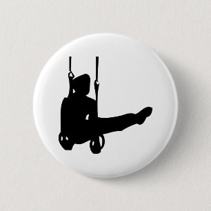 black gymnast icon 6 cm round badge