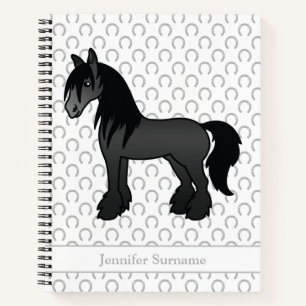 Black Gypsy Vanner Clydesdale Horse & Text Notebook
