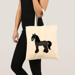 Black Gypsy Vanner / Shire / Clydesdale Horse Tote Bag