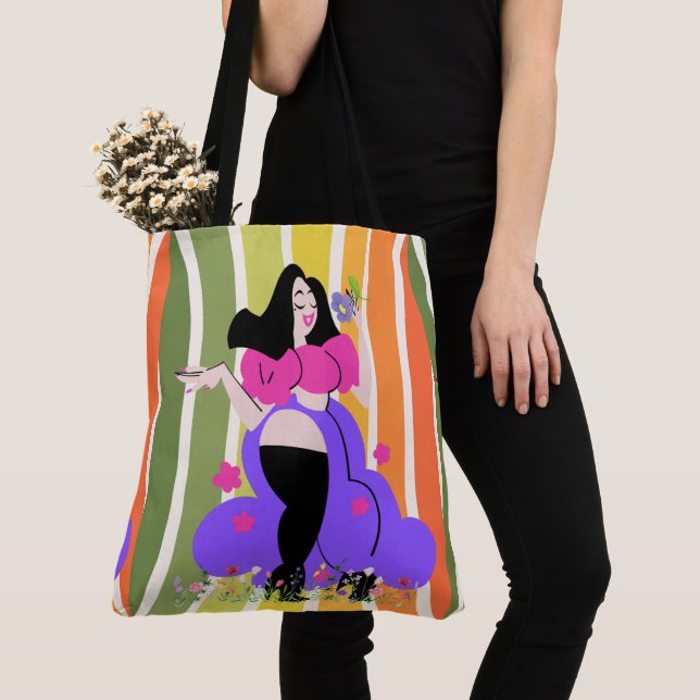 black hair 80s dall  tote bag (Close Up)