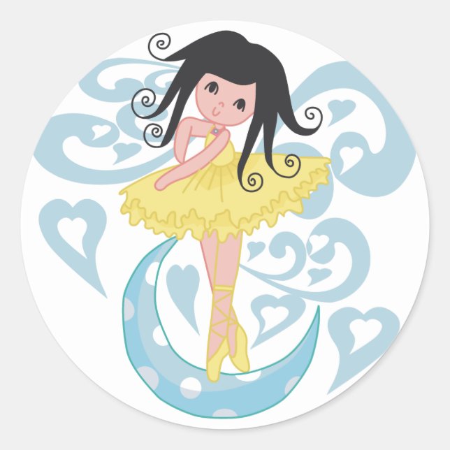 Black Hair Ballerina Tshirts and Gifts Classic Round Sticker (Front)