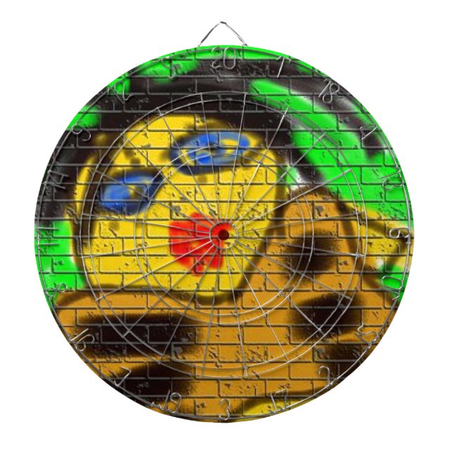 Black Hair Bee Woman Graffiti Wall Painting Green Dartboard (Front)