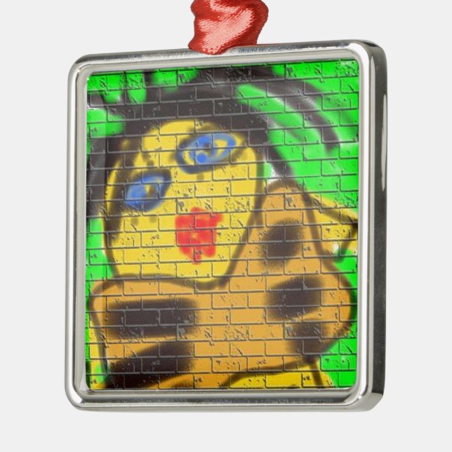 Black Hair Bee Woman Graffiti Wall Painting Green Metal Tree Decoration (Left)