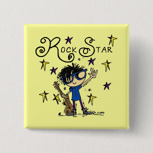 Black Hair Boy Rock Star 15 Cm Square Badge