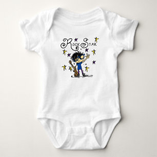 Black Hair Boy Rock Star Baby Bodysuit