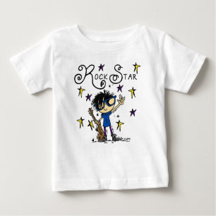 Black Hair Boy Rock Star Baby T-Shirt