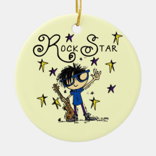 Black Hair Boy Rock Star Ceramic Tree Decoration