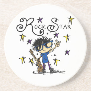 Black Hair Boy Rock Star Coaster
