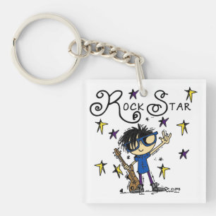 Black Hair Boy Rock Star Key Ring