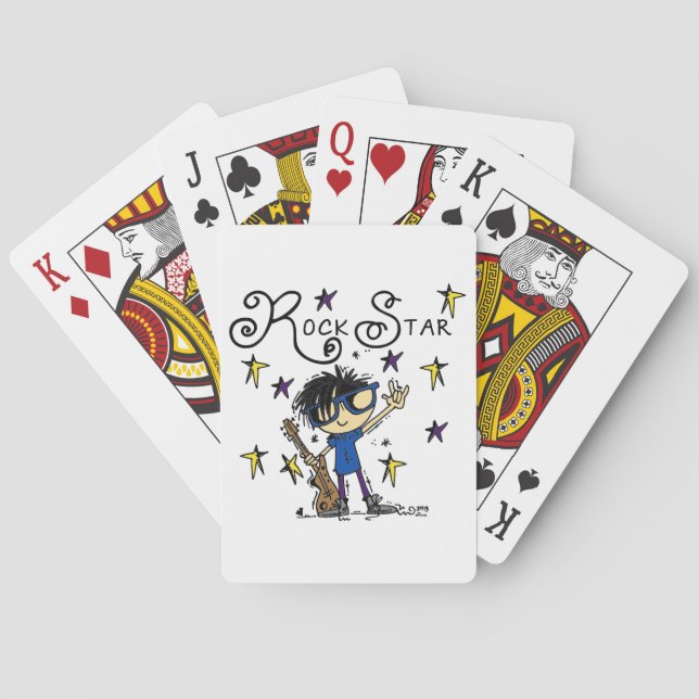Black Hair Boy Rock Star Playing Cards (Back)