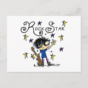 Black Hair Boy Rock Star Postcard