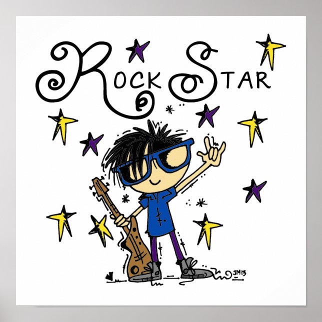 Black Hair Boy Rock Star Poster (Front)