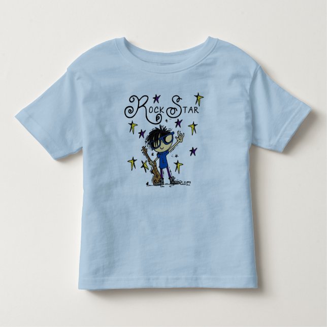 Black Hair Boy Rock Star Toddler T-Shirt (Front)