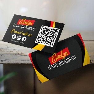 Black Hair Braiding Salon Connect with us QR code Business Card