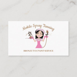 Black Hair Brown Eyes Girl Mobile Tanning Business Card