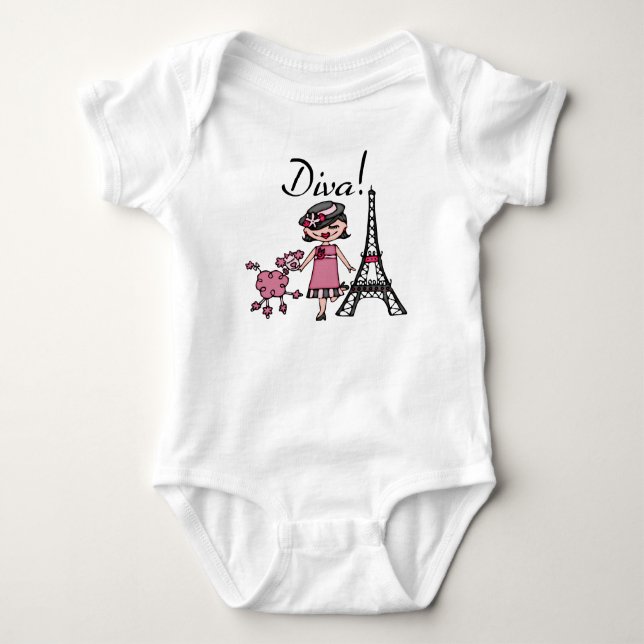 Black Hair Diva Baby Bodysuit (Front)