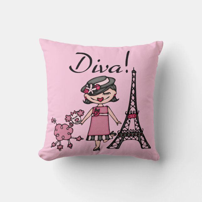 Black Hair Diva Cushion (Front)