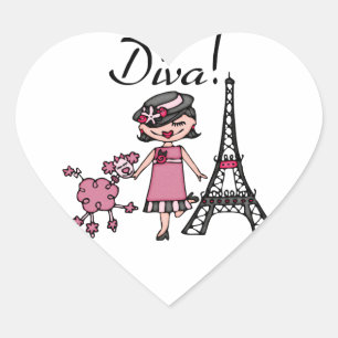 Black Hair Diva Heart Sticker