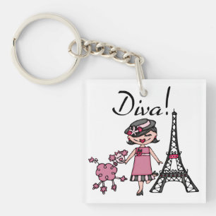 Black Hair Diva Key Ring
