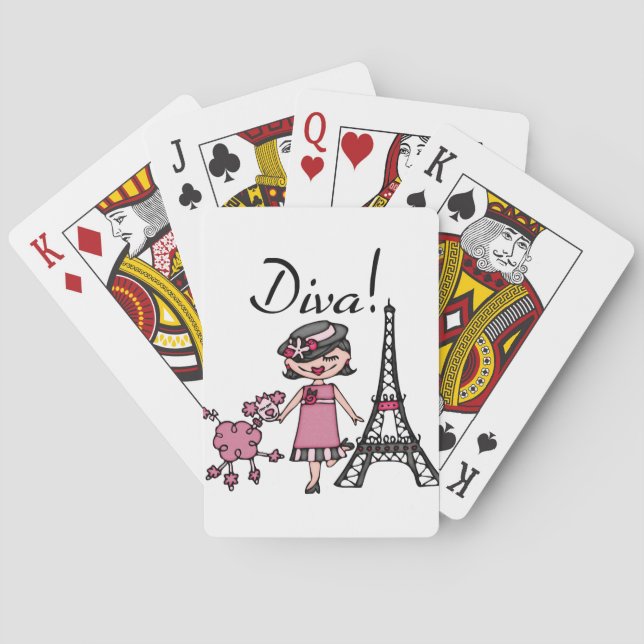 Black Hair Diva Playing Cards (Back)