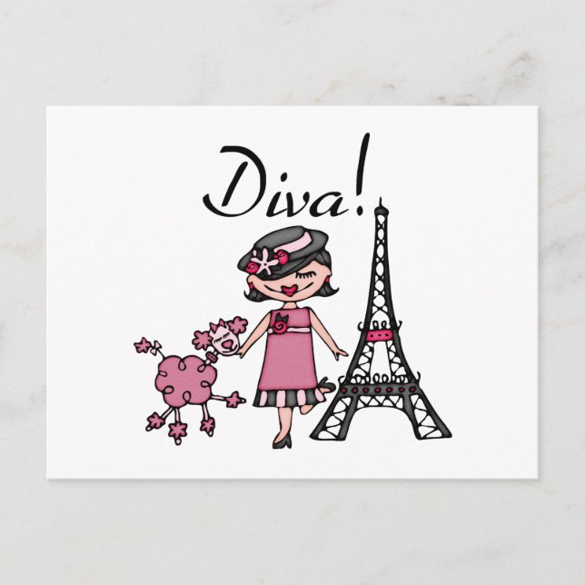 Black Hair Diva Postcard (Front)