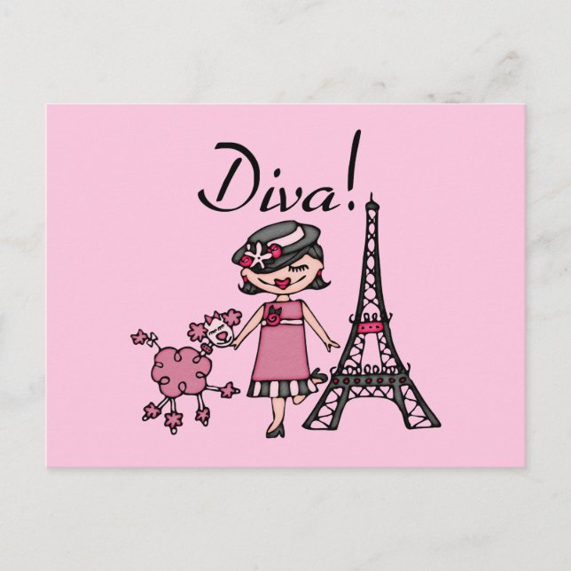 Black Hair Diva Postcard (Front)
