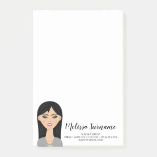 Black Hair Girl Illustration Custom Makeup Artist Post-it Notes