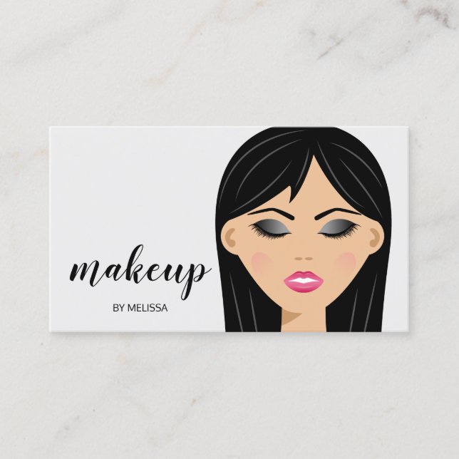 Black Hair Makeup Girl Close-up Makeup Artist Business Card (Front)