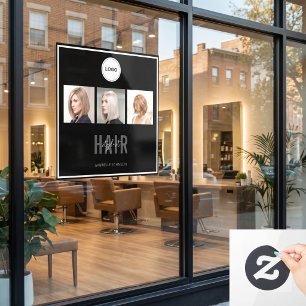Black Hair Stylist Photo Collage Elegant Logo 