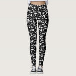 Black Hair Tool Silhouette Pattern Leggings<br><div class="desc">Black hair stylist leggings with a pattern of the silhouettes of different hairdresser tools,  like scissors,  combs,  hair dryers,  hair trimmers in white against a black background.</div>