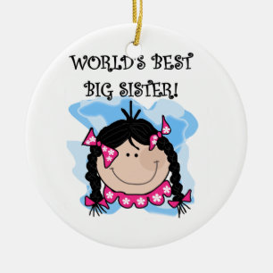 Black Hair World's Best Big Sister Gifts Ceramic Tree Decoration