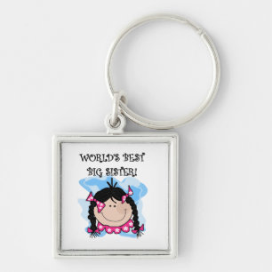 Black Hair World's Best Big Sister Gifts Key Ring