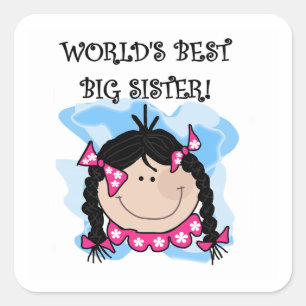 Black Hair World's Best Big Sister Gifts Square Sticker