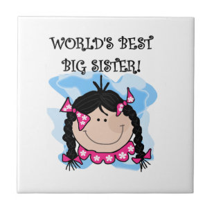 Black Hair World's Best Big Sister Gifts Tile